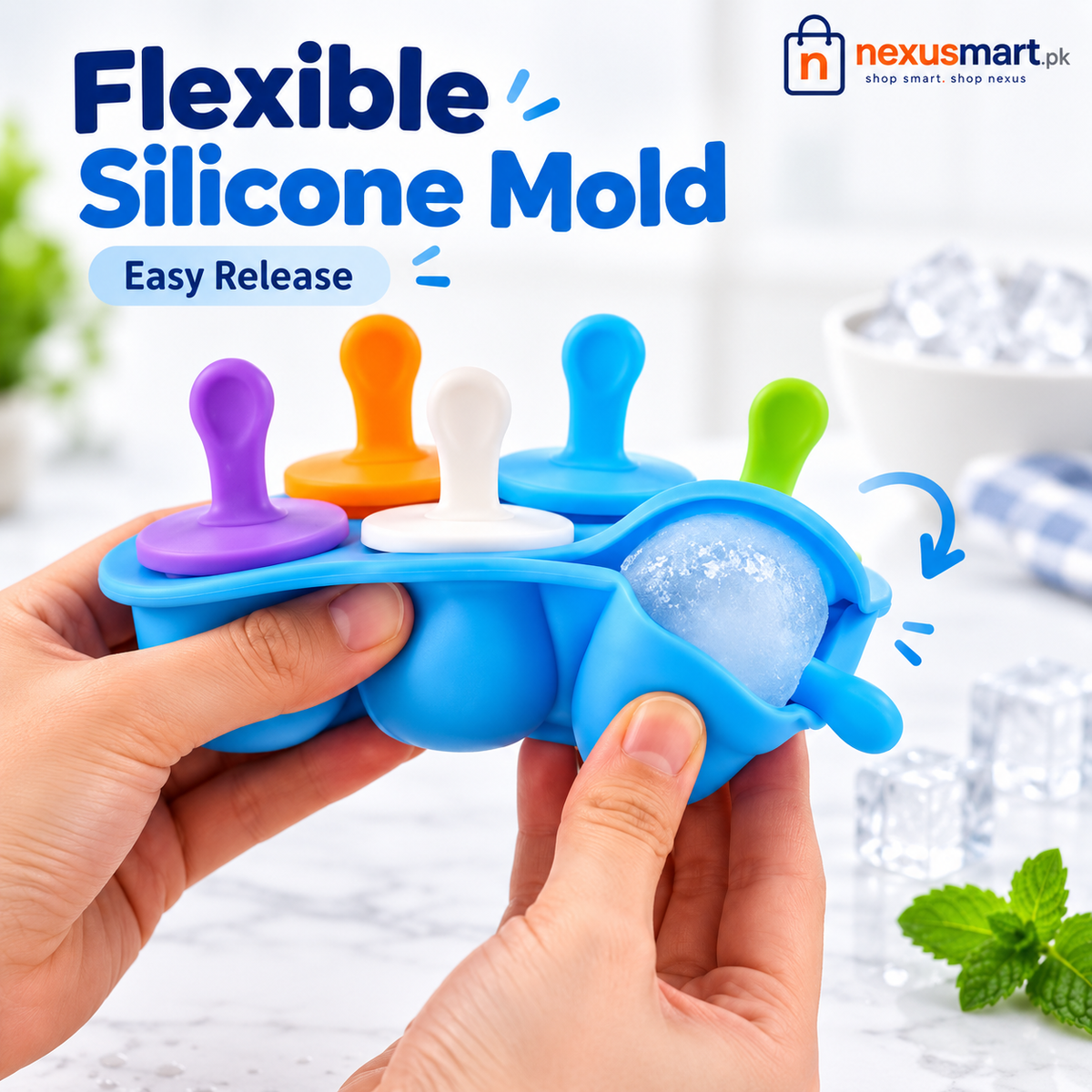 7-Grid Silicone Popsicle Mold Tray – Fruit Shake & Ice Cream Maker