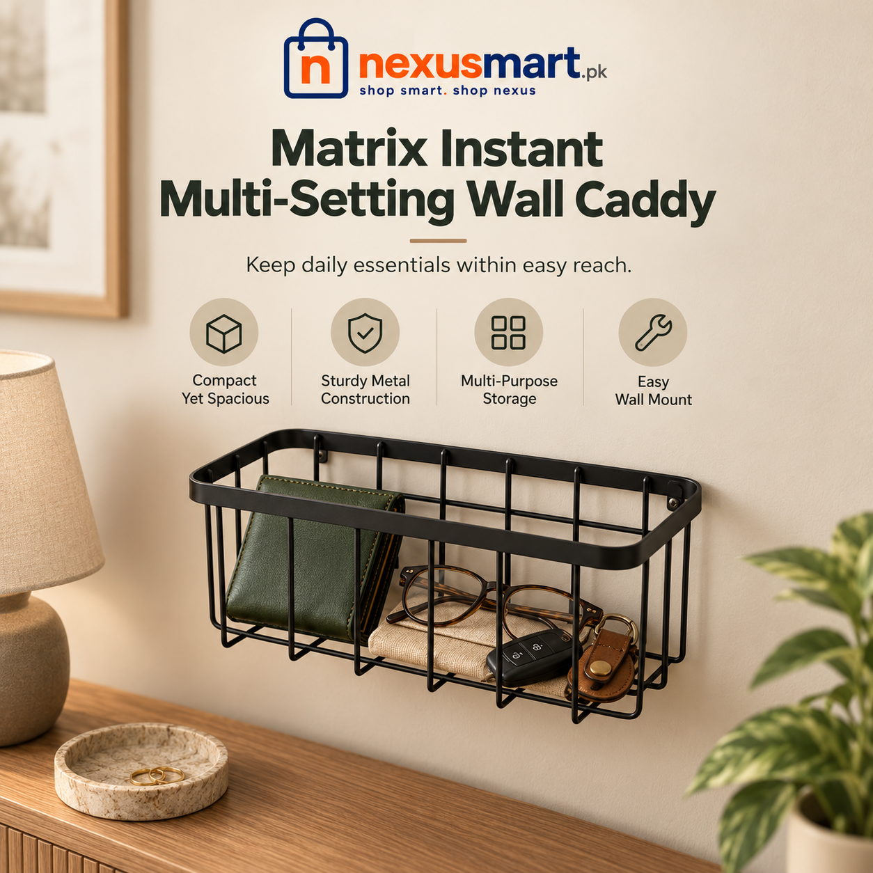 Matrix Instant Multi-Setting Wall Caddy – Wall-Mounted Storage Organizer