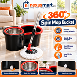 360° Spin Mop Bucket with Wringer – Floor Cleaning System