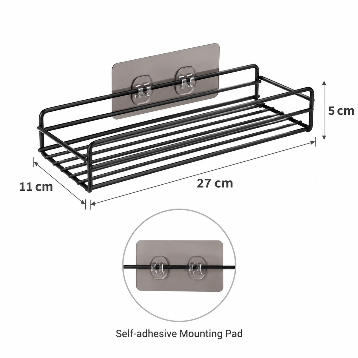 Self-Adhesive Wall-Mounted Iron Shelf – Space-Saving Storage Rack