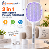 Mosquito Killer Racket, 2 in 1 Rechargeable Mosquito Lamp With LED Light one Data cable for charging one Racket Holding stand