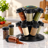 12-Piece 360° Rotating Double-Layer Glass Spice Jar Set