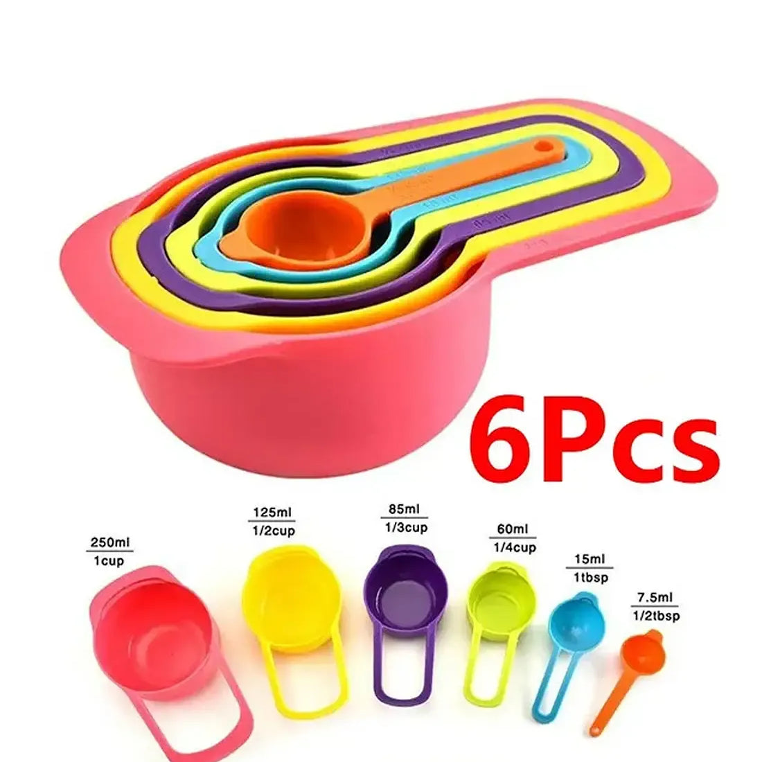 6 Pieces Measuring Spoons & Cups with Scale Kitchen & Cooking product image - Nexusmart Pakistan