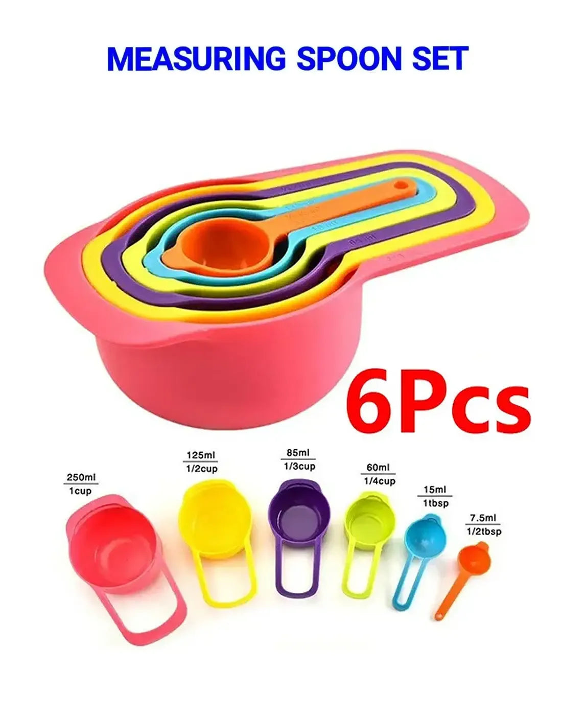 6 Pieces Measuring Spoons & Cups with Scale Kitchen & Cooking product image - Nexusmart Pakistan