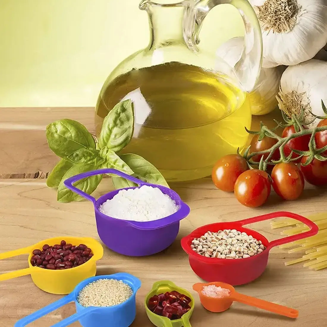 6 Pieces Measuring Spoons & Cups with Scale Kitchen & Cooking view 4 - Nexusmart Pakistan