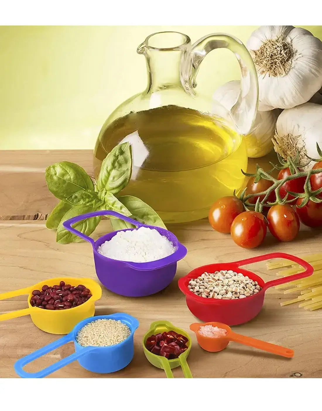6 Pieces Measuring Spoons & Cups with Scale Kitchen & Cooking view 4 - Nexusmart Pakistan