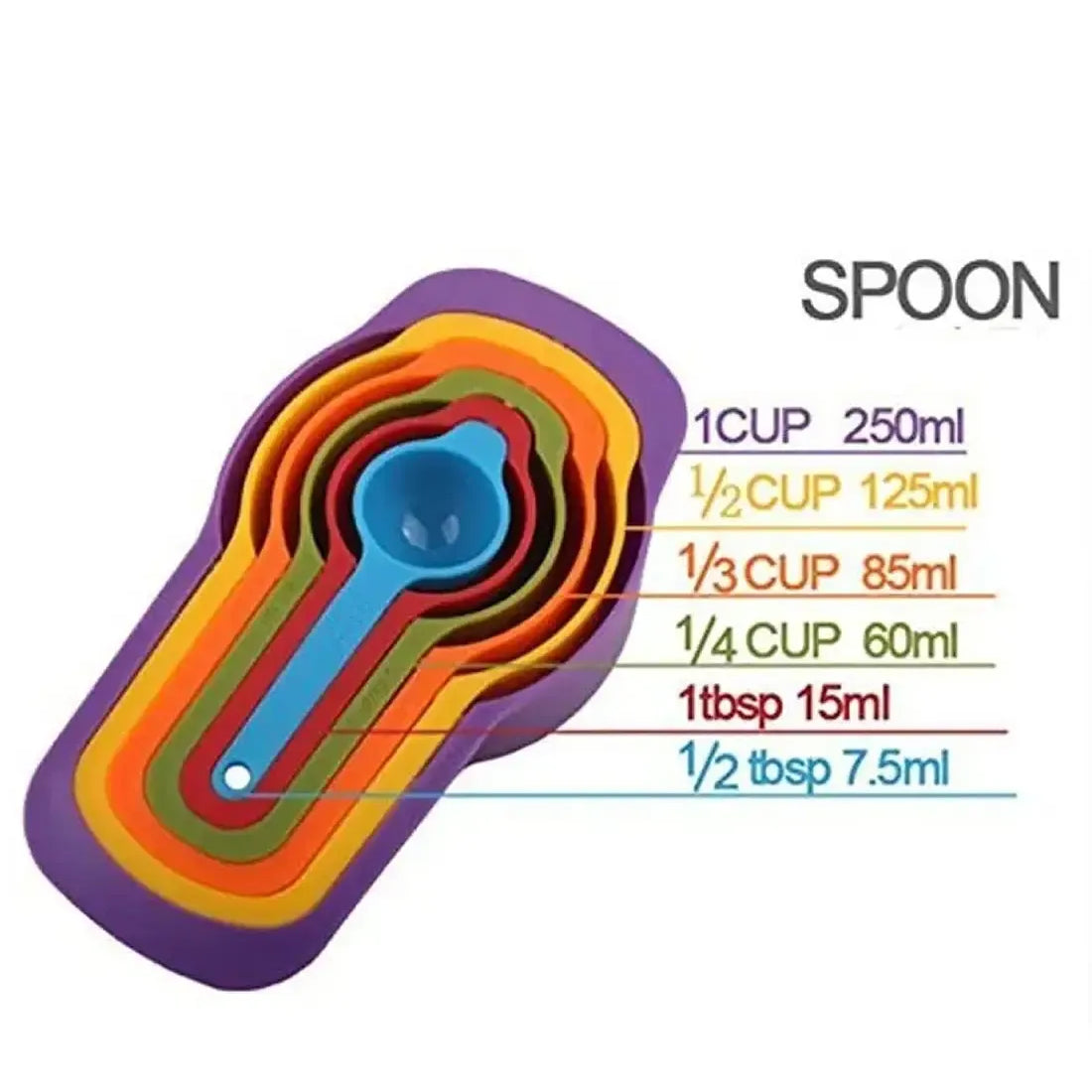 6 Pieces Measuring Spoons & Cups with Scale Kitchen & Cooking view 2 - Nexusmart Pakistan