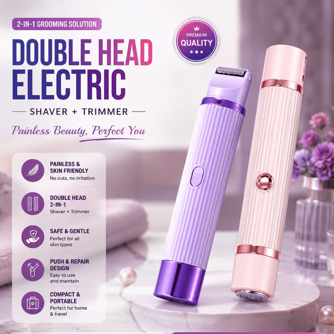 2-in-1 Double-Sided Rechargeable Hair Trimmer – Personal Grooming Tool