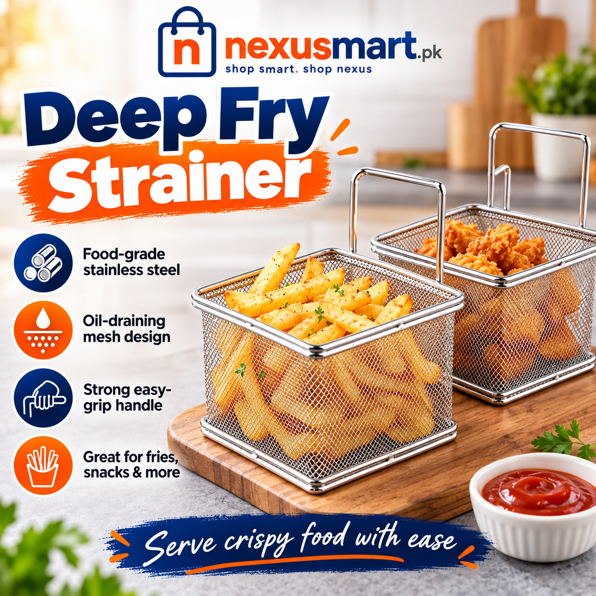 Deep Fry Strainer – Kitchen Frying & Food Draining Tool