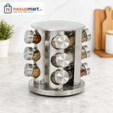 12-Piece Rotatable Stainless Steel Spice Rack – Countertop Seasoning Organizer