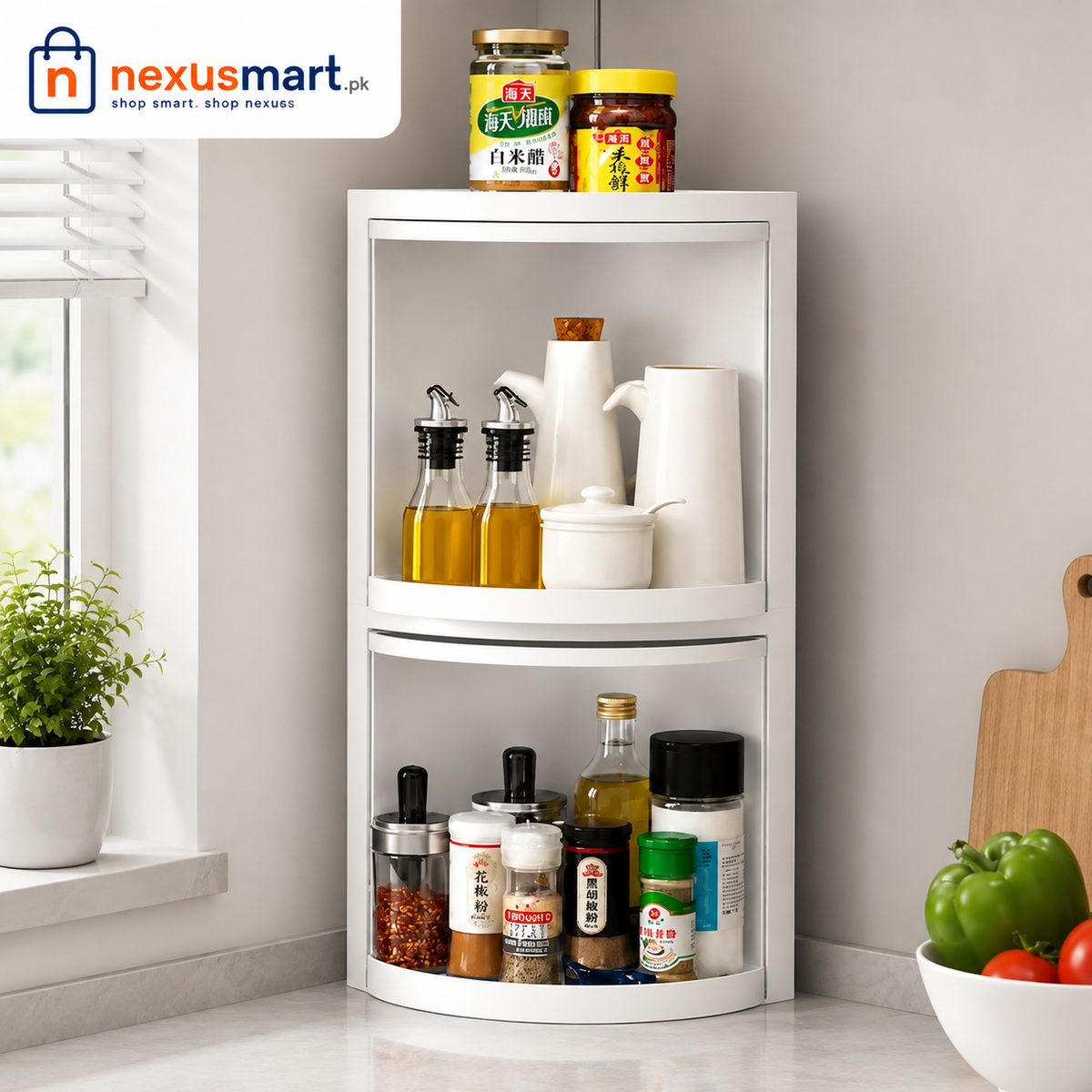 Emsa Double Layer Corner Storage Cabinet – Multi-Purpose Organizer
