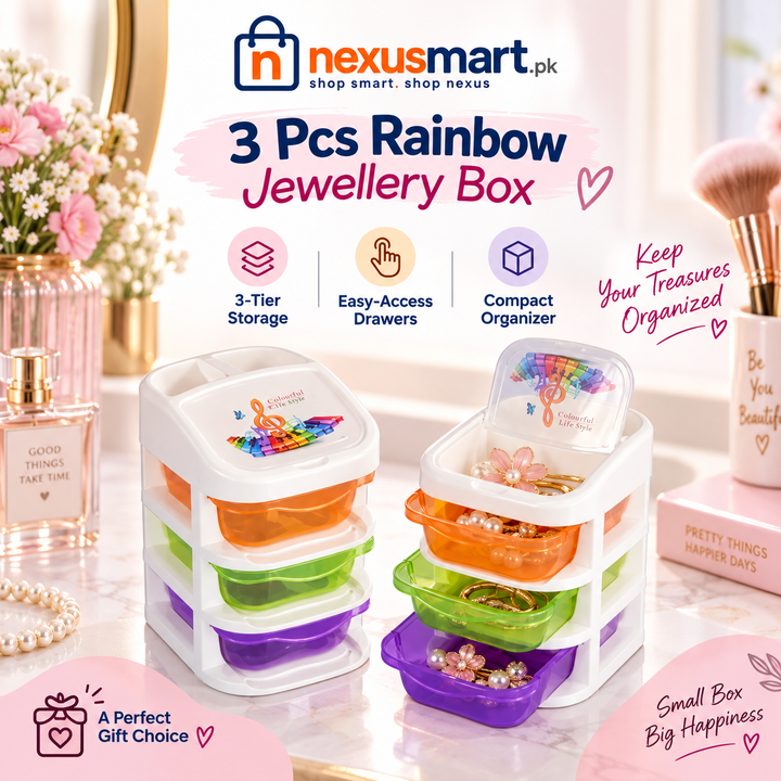 3-Piece Rainbow Jewellery Box Set – Jewellery Storage Organizer