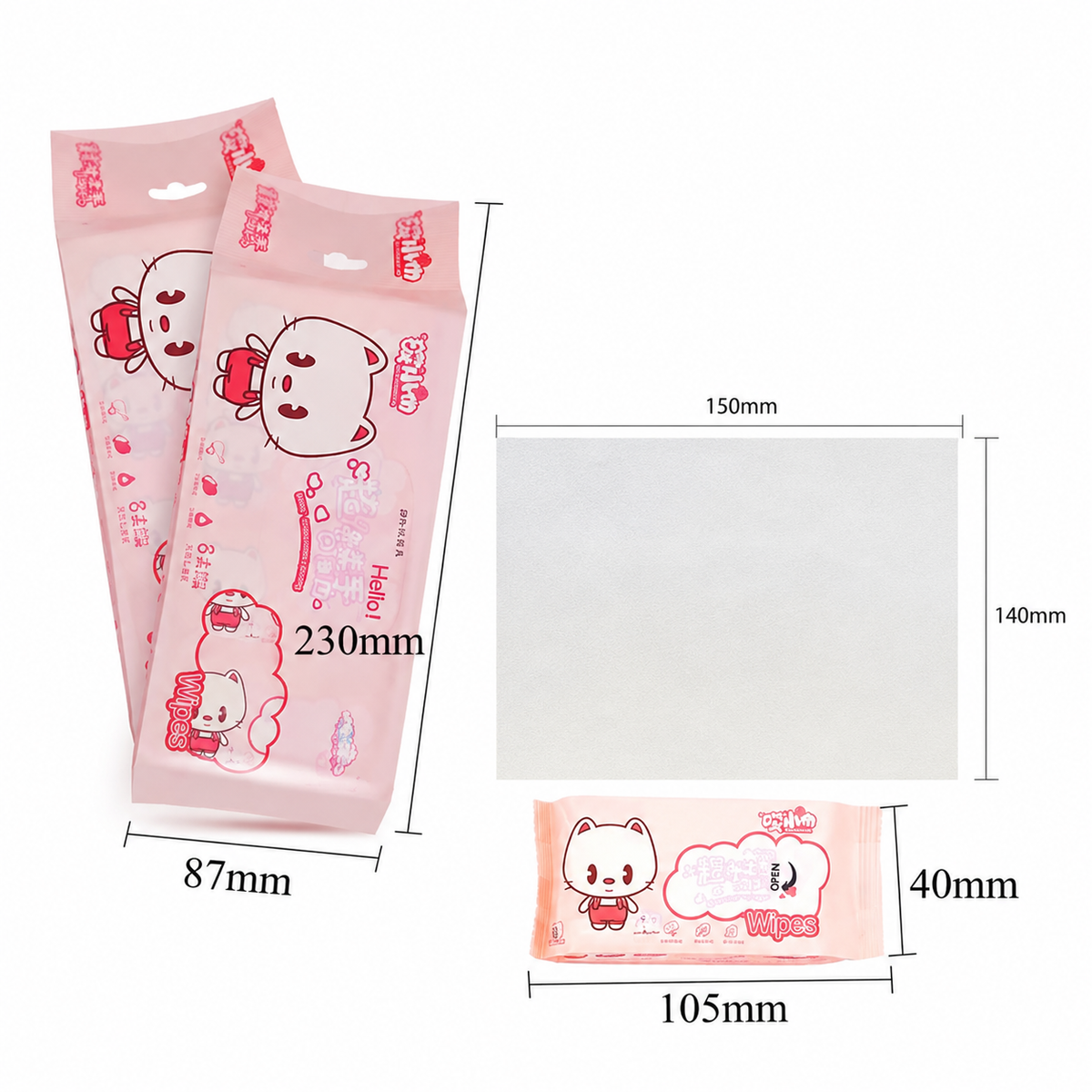 64 Pcs Mini Wet Wipes – 8 Travel-Size Packs for Everyday Cleaning