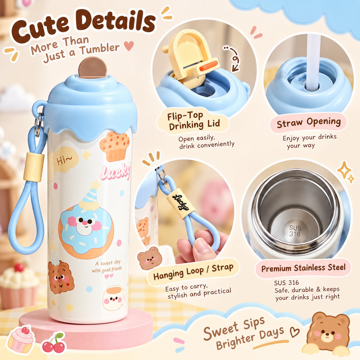 Ice Cream Shape Vacuum Insulated Cup