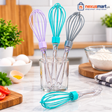 Manual Silicone Whisk – Egg Beater for Baking & Cooking