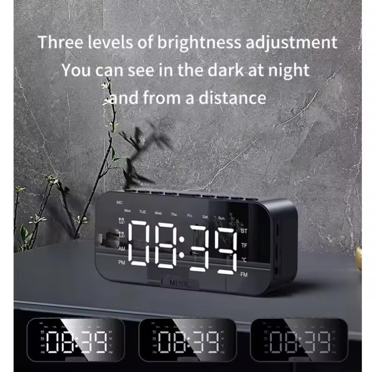Wireless Digital Clock with Bluetooth Speaker – 2-in-1 Desk Clock & Speaker