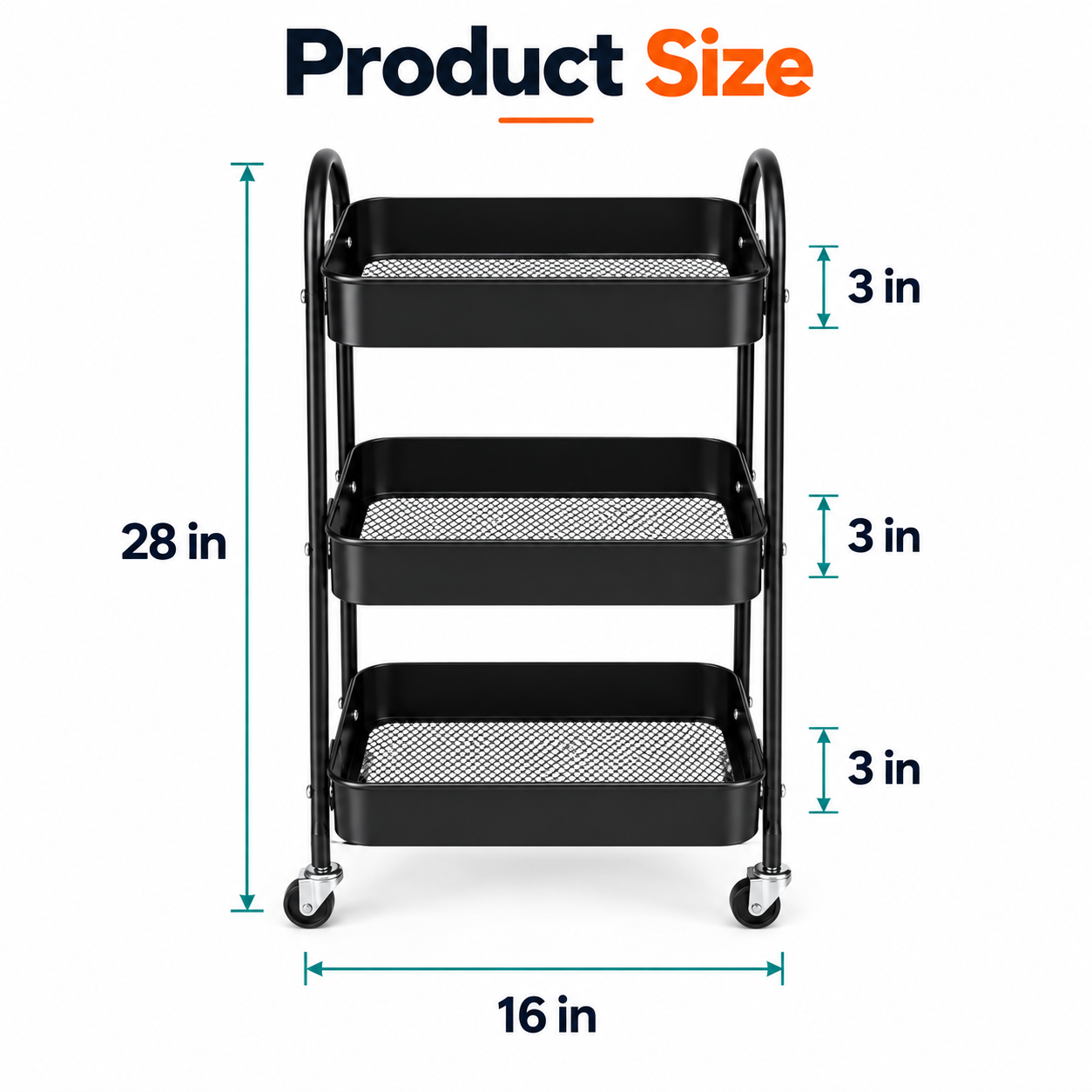 3L Metal Utility Trolley – Multi-Purpose Storage Organizer