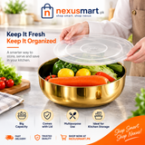 Big Capacity Golden Bowl with Lid – Multipurpose Serving & Storage Bowl