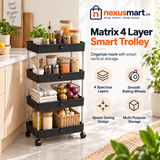 Matrix 4-Layer Smart Trolley – Multi-Tier Storage Organizer