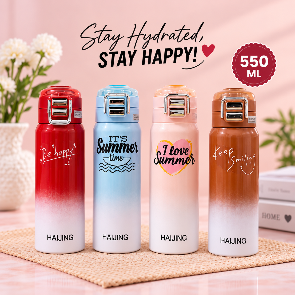 550ml Stainless Steel Water Bottle – Reusable Drinking Bottle
