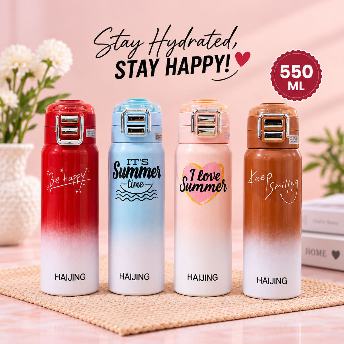 550ml Stainless Steel Water Bottle – Reusable Drinking Bottle
