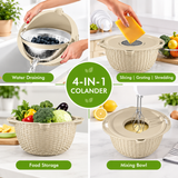 4-in-1 Rotatable Colander with Lid & Grater – Mixing Bowl Strainer Set