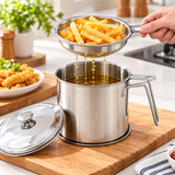 1.4L Stainless Steel Oil Filter Pot – Cooking Oil Strainer & Storage Container