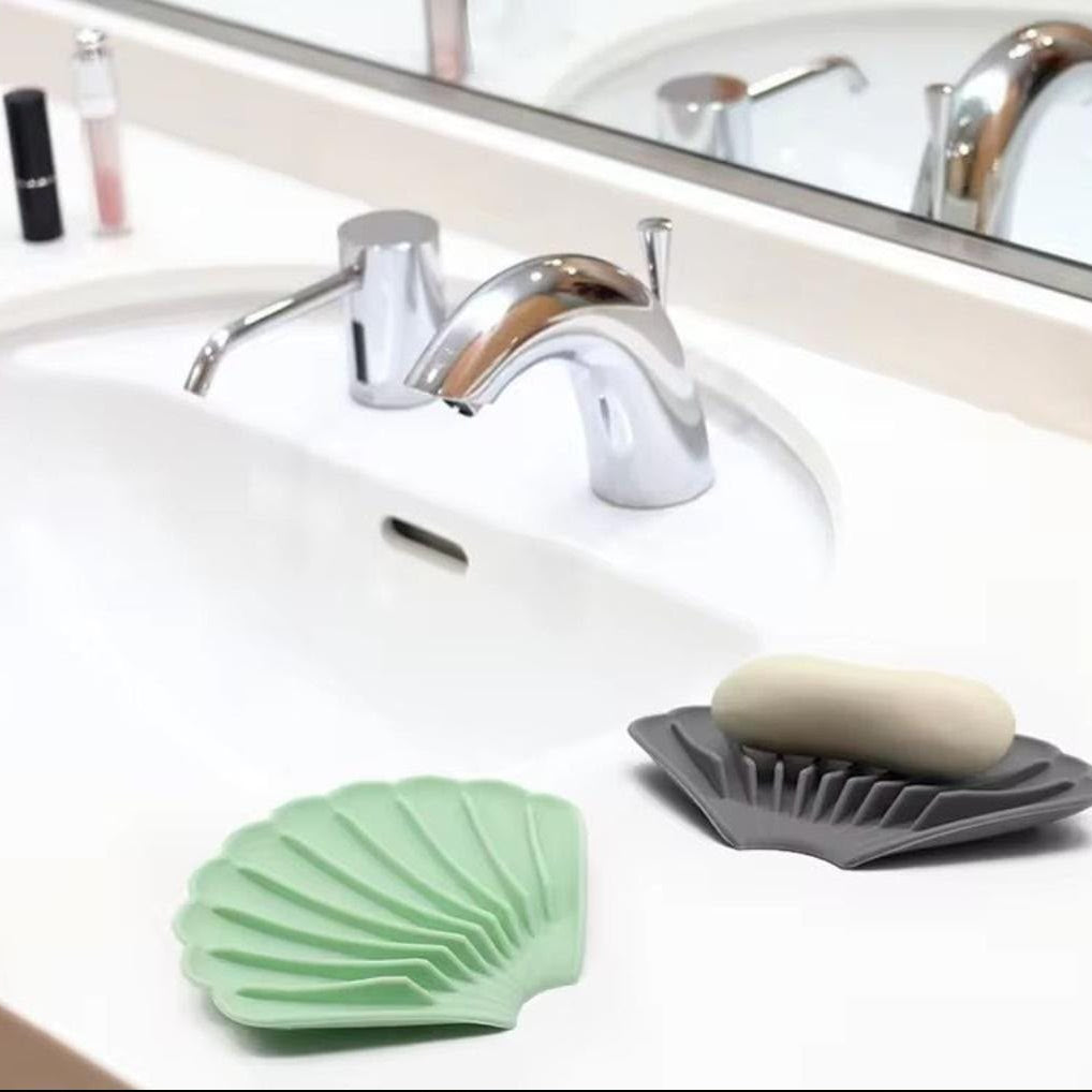 Sea Shell Silicone Soap Tray – Self-Draining Soap Dish