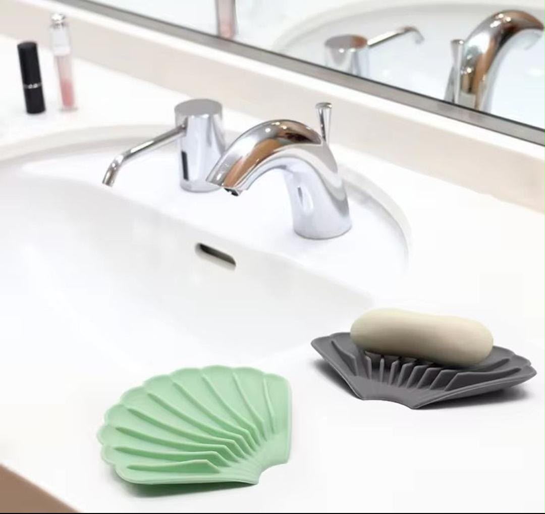 Sea Shell Silicone Soap Tray – Self-Draining Soap Dish