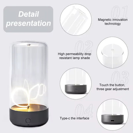Cordless Rechargeable Table Lamp with Magnetic LED
