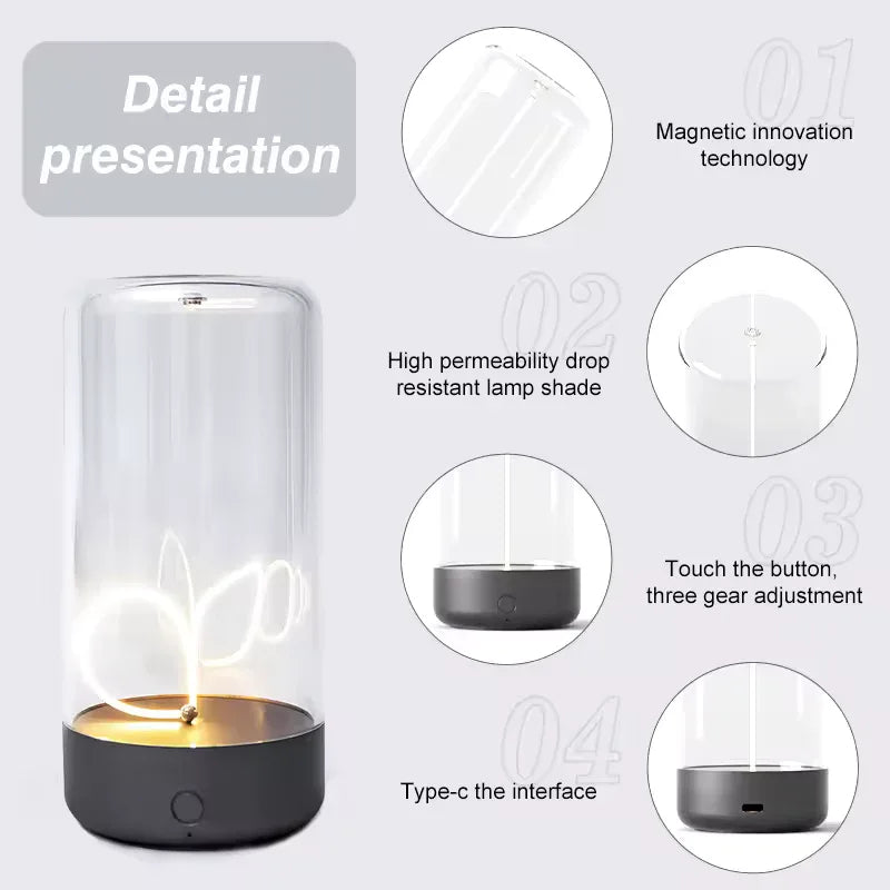 Cordless Rechargeable Table Lamp with Magnetic LED