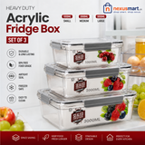 Heavy Duty Acrylic Fridge Storage Boxes – 3-Piece Organizer Set