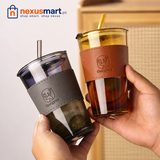 450ml Glass Straw Sipper – Reusable Drinking Cup with Straw