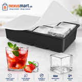 Large 2-Inch Square Silicone Ice Cube Tray with Removable Lid