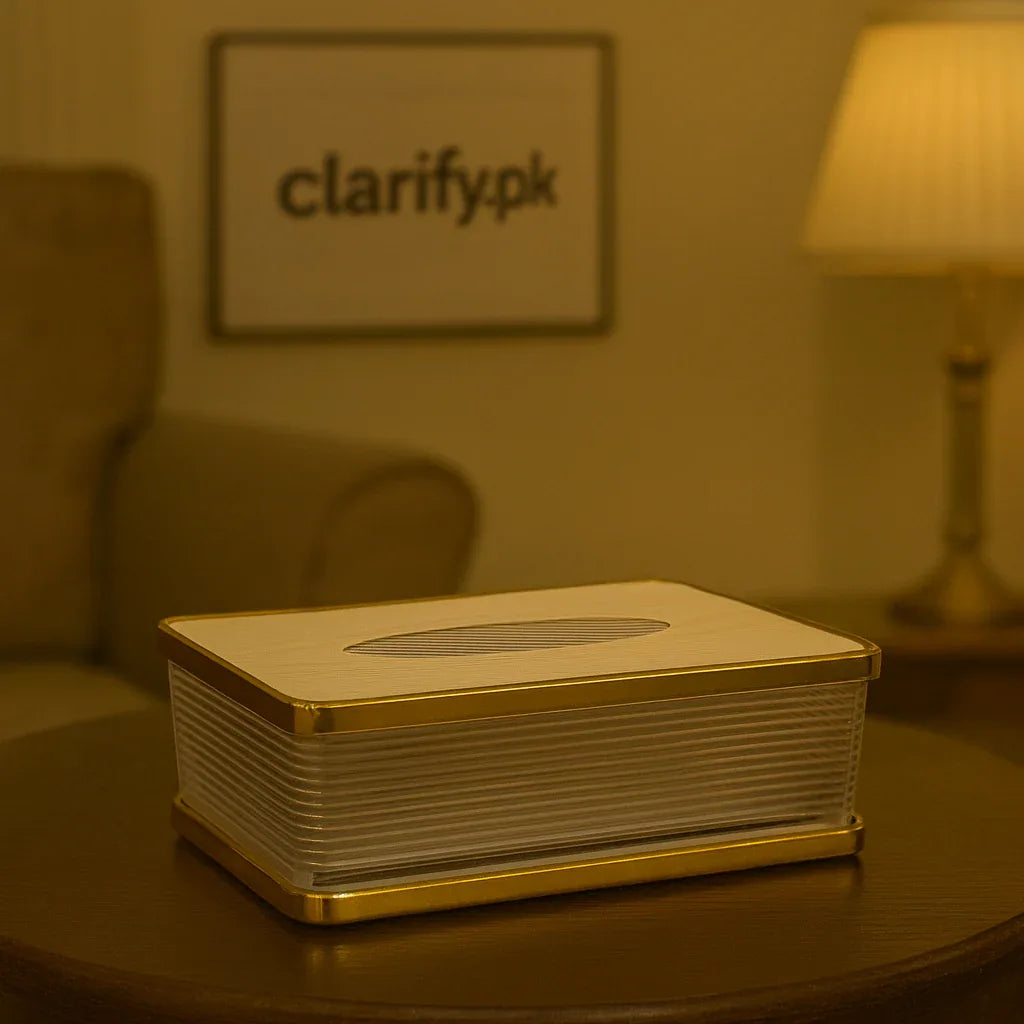 Acrylic Tissue Box with Wooden Base – Modern Dispenser