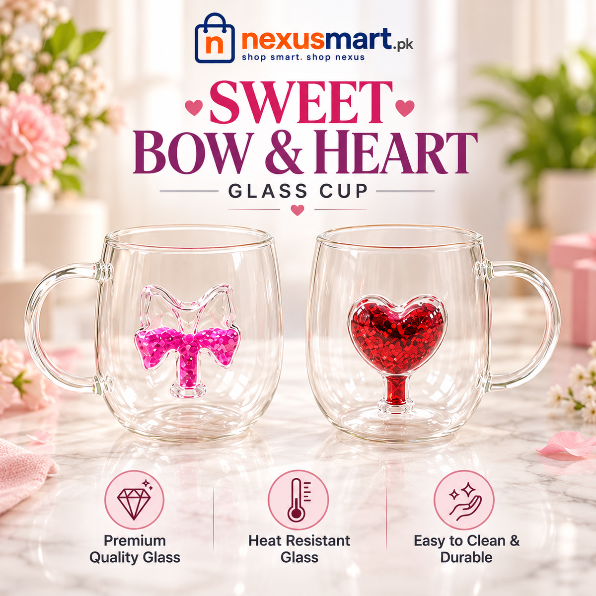 Sweet Glass Cup for Everyday Drinks & Serving