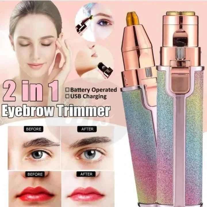 Glitter Eyebrow Trimmer 2 in 1 Rechargeable - Precision Hair Removal Tool