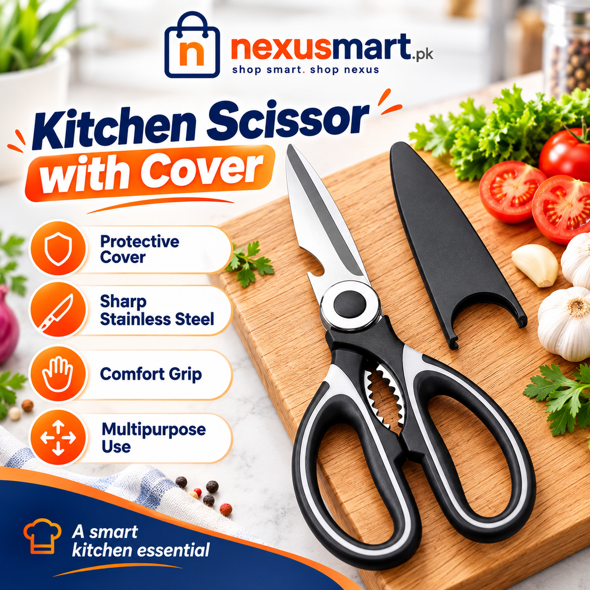 Scissors with Protective Cover – Multipurpose Household Cutting Tool