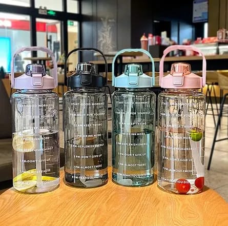 2L Portable Water Bottle with Time Marker for Gym & Fitness