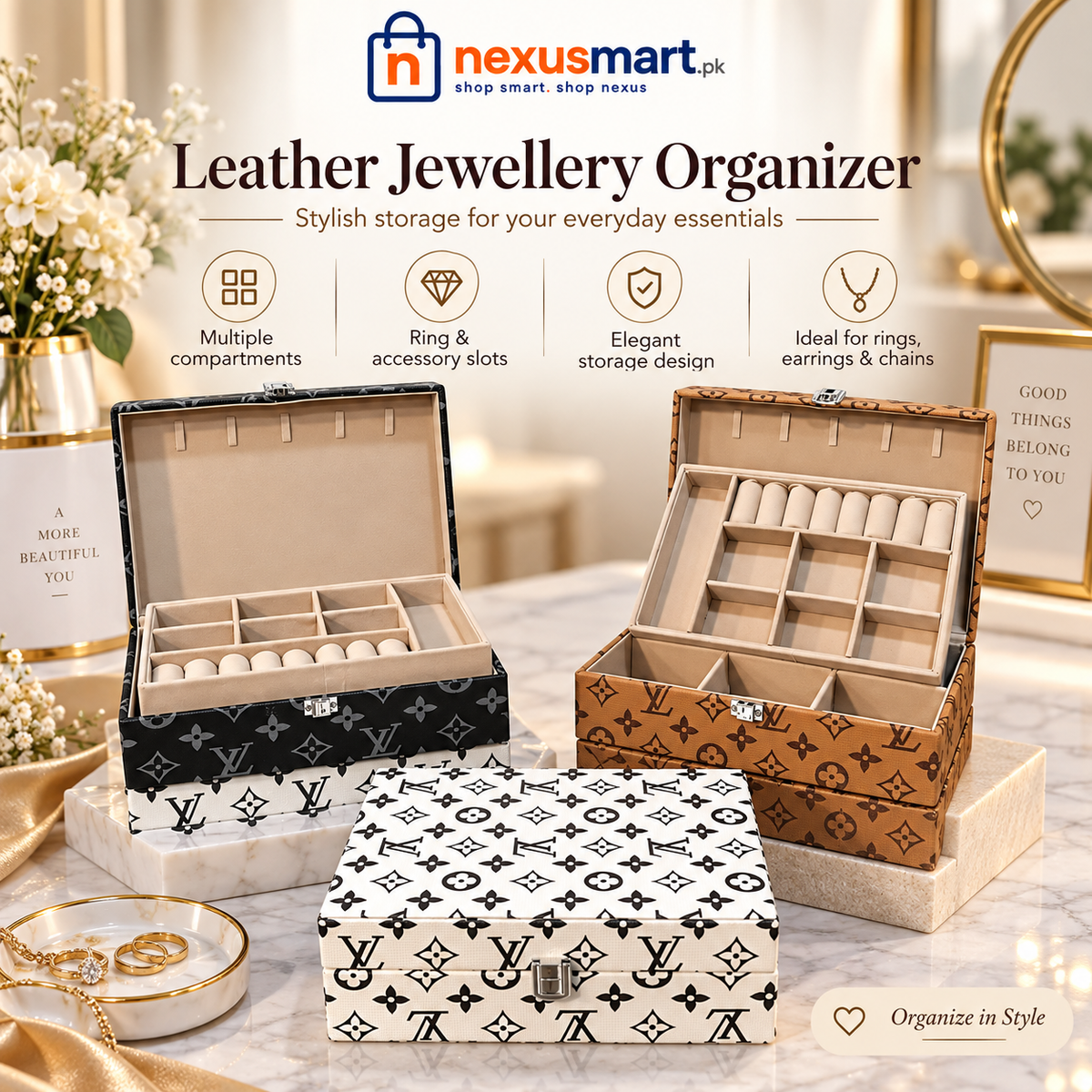 Leather Jewellery Organizer – Compact Jewelry Storage Case