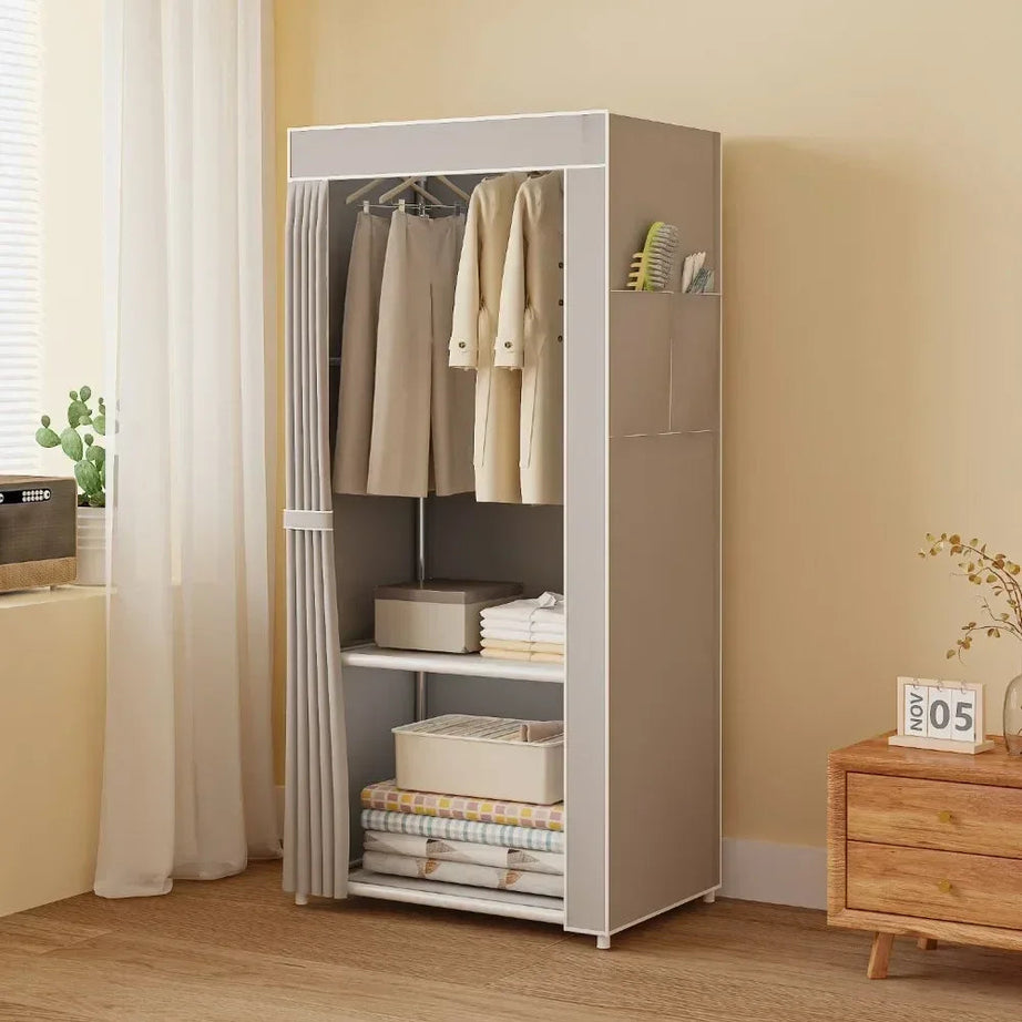Dustproof Fabric Wardrobe with Shelves – Portable Closet