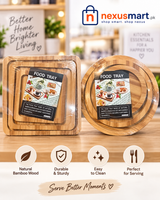 3-Piece Bamboo Serving Tray Set – Round & Square Wooden Food Trays