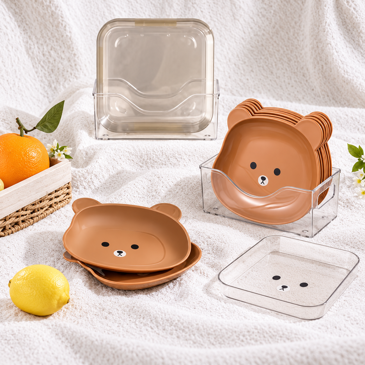 8-Piece Bear Plate Set – Cute Serving & Snack Plate Set
