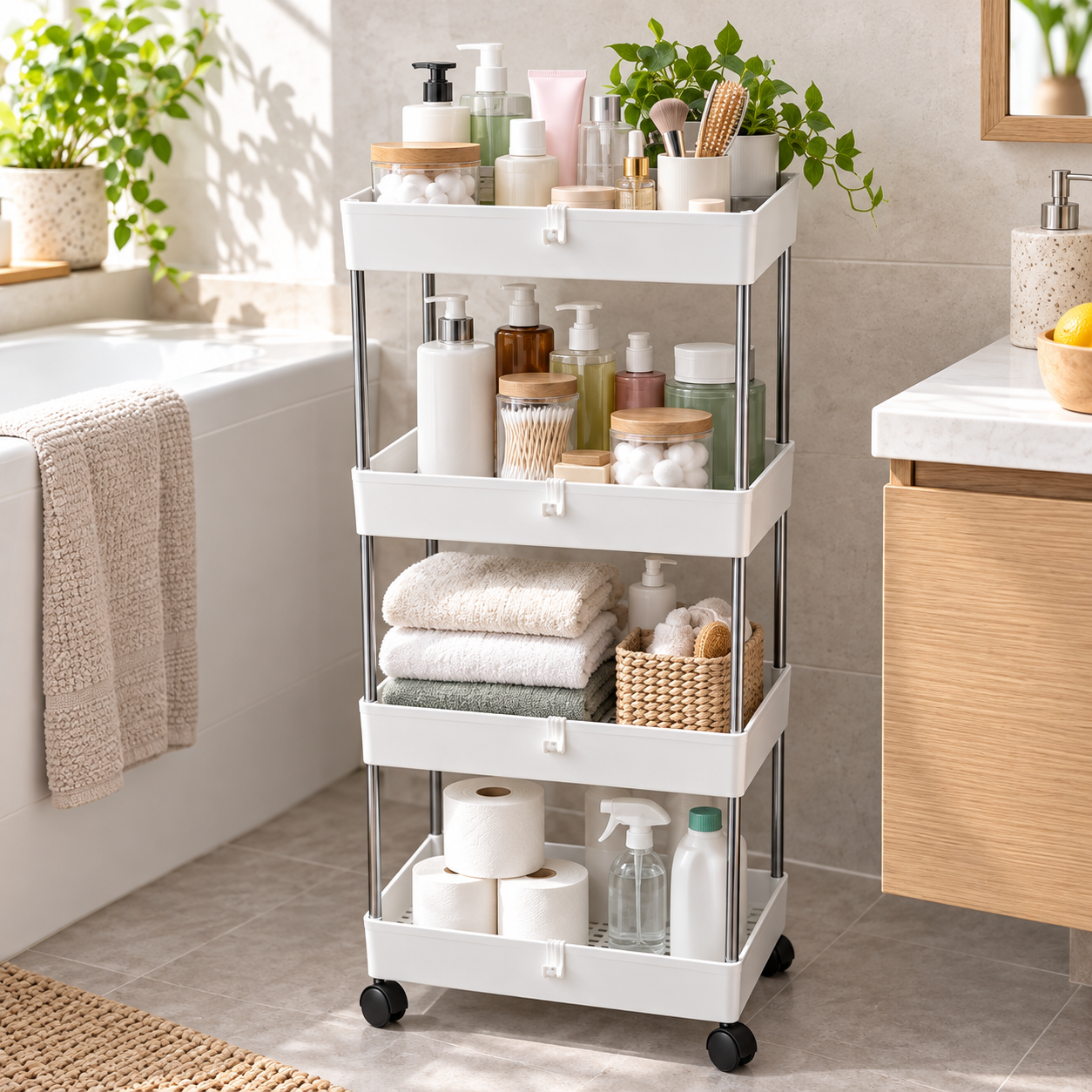 Matrix 4-Layer Smart Trolley – Multi-Tier Storage Organizer