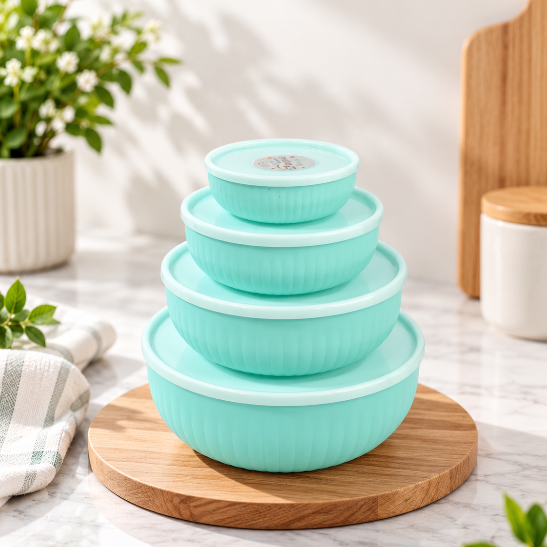 4-Piece Food Storage Bowl Set with Airtight Lids