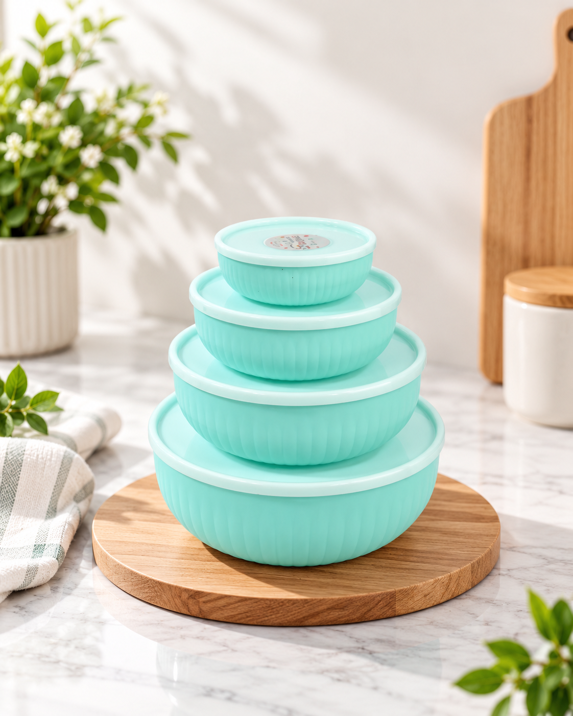 4-Piece Food Storage Bowl Set with Airtight Lids