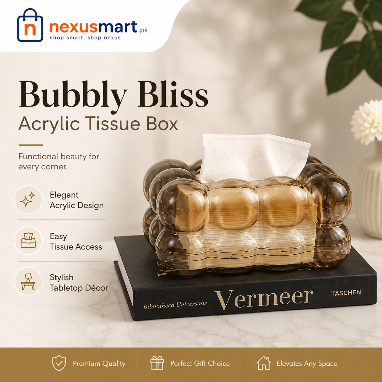 Bubbly Bliss Acrylic Tissue Box – Decorative Transparent Tissue Holder