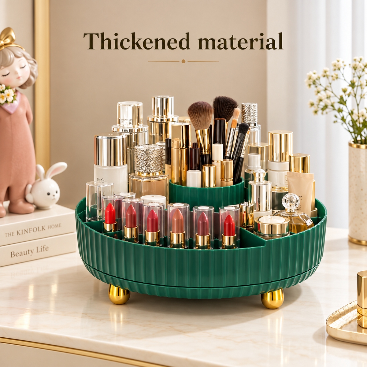 360° Rotating Luxury Cosmetic Partition Organizer Tray