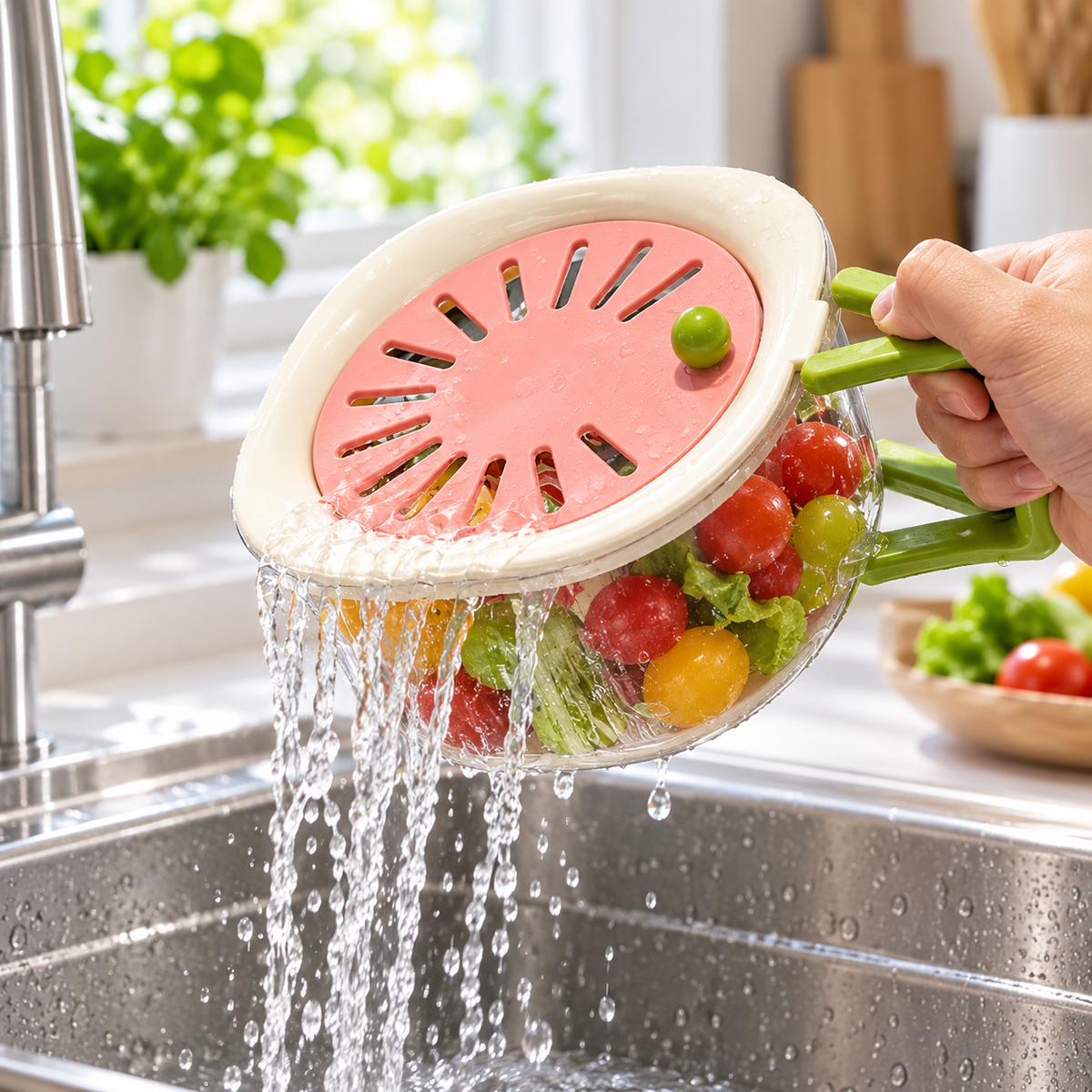 2-in-1 Fruit Strainer Container with Lid