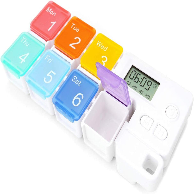 7 Day Pill Dispenser Organizer with Reminder Alarm – BPA Free Portable